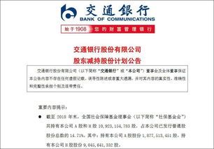 交通银行社保基金减持A股 这波操作到底背后藏着啥算盘?